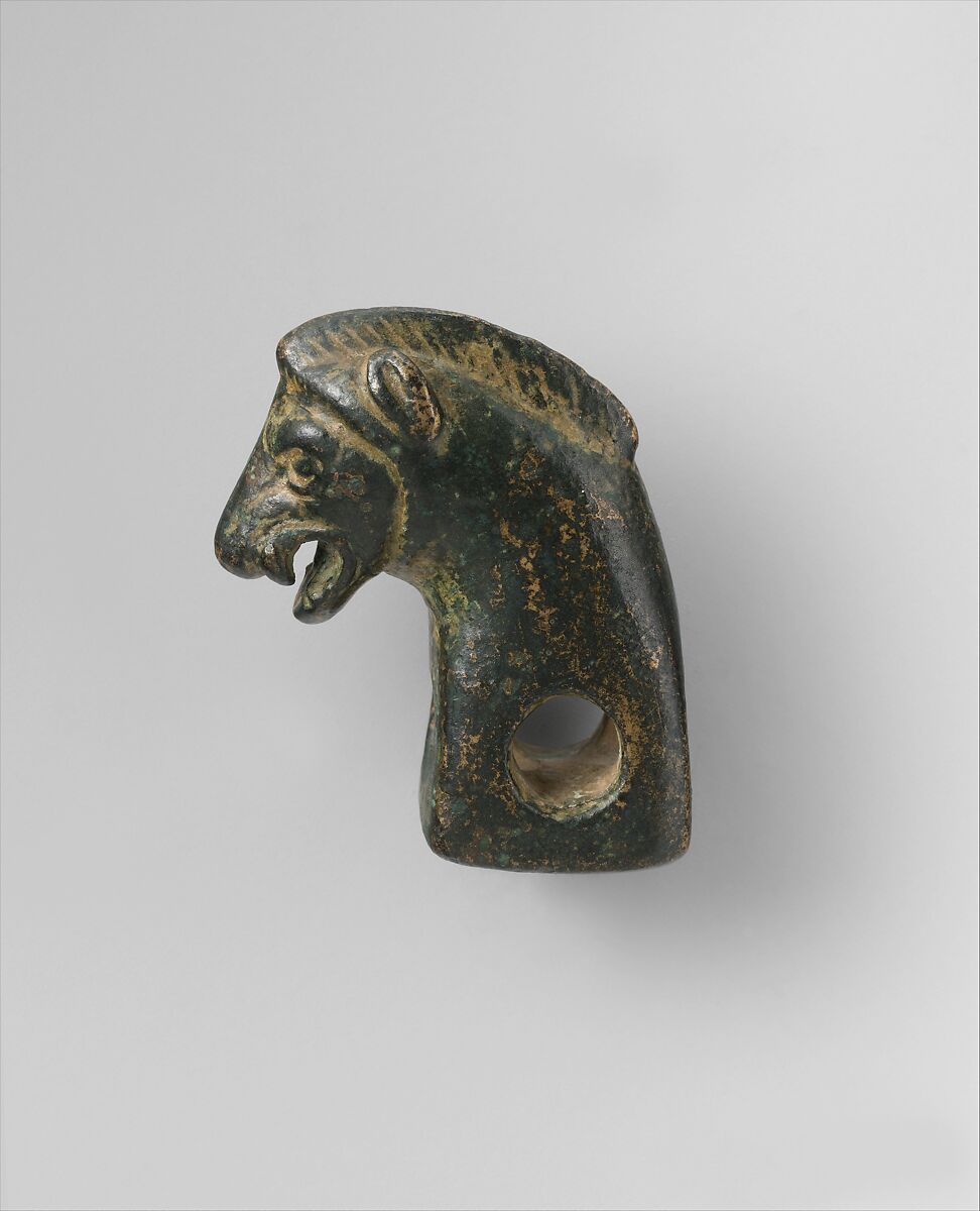 Harness or bridle fitting in the form of a boar's head, Bronze, Achaemenid 