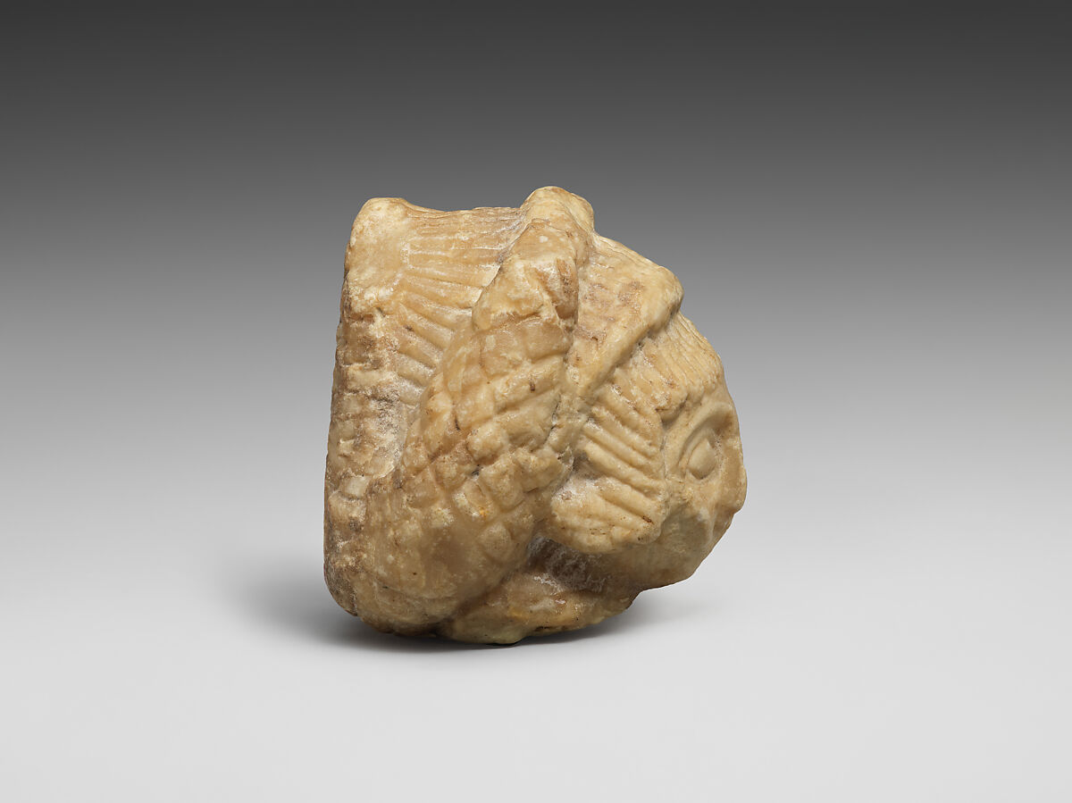 Female head, Gypsum alabaster, Sumerian