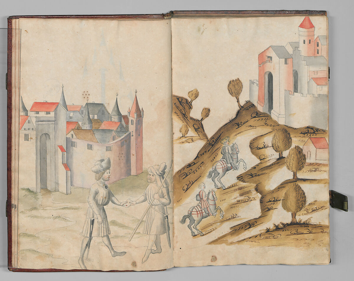 Fencing Book (Fechtbuch), Hans Talhoffer (German, recorded 1435–82), Leather, brass, German