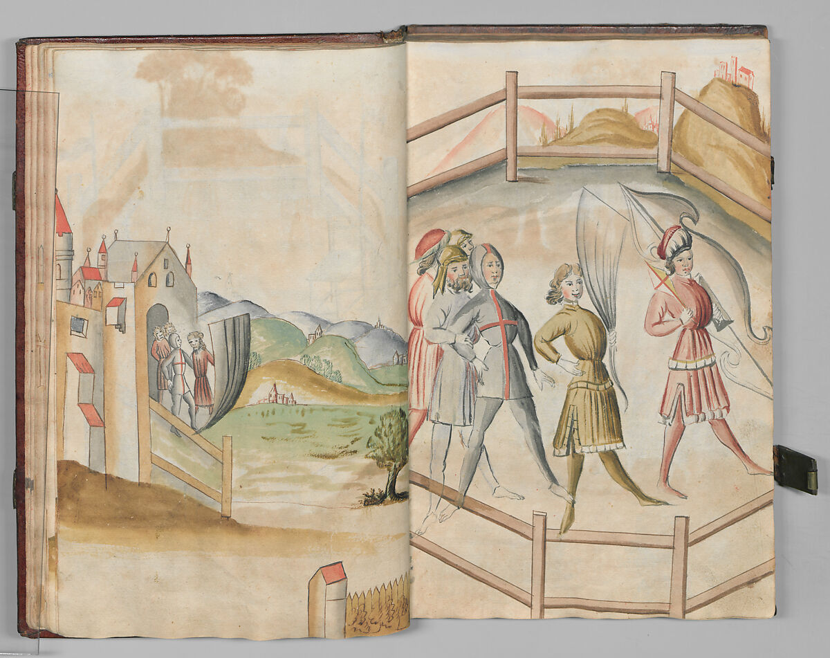 Fencing Book (Fechtbuch), Hans Talhoffer (German, recorded 1435–82), Leather, brass, German