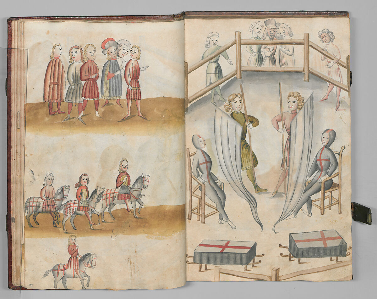 Fencing Book (Fechtbuch), Hans Talhoffer (German, recorded 1435–82), Leather, brass, German