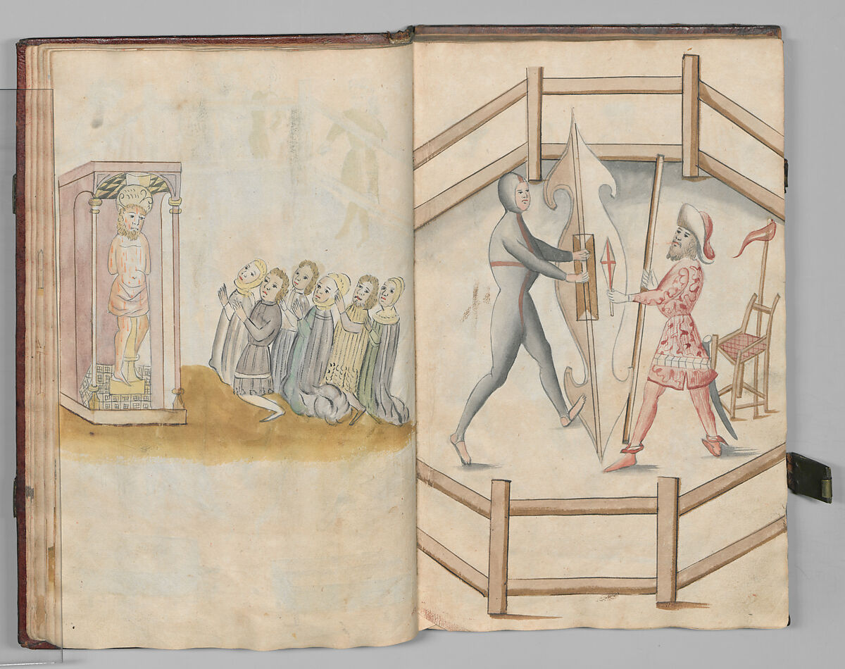 Fencing Book (Fechtbuch), Hans Talhoffer (German, recorded 1435–82), Leather, brass, German