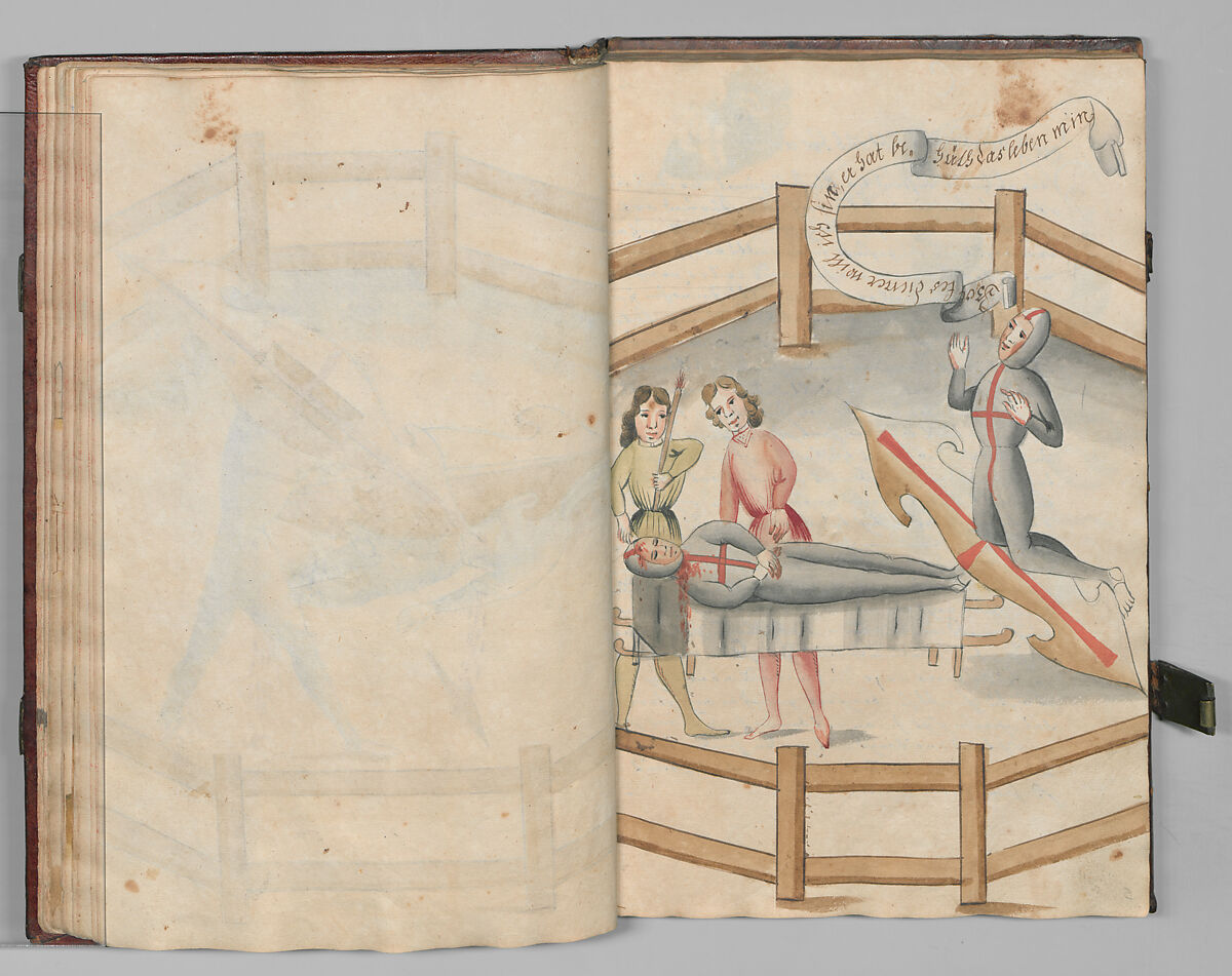 Fencing Book (Fechtbuch), Hans Talhoffer (German, recorded 1435–82), Leather, brass, German