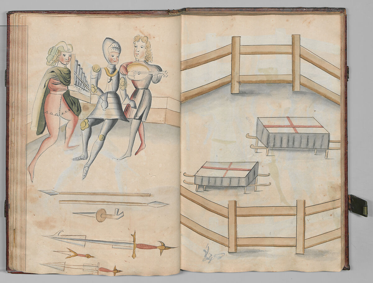 Fencing Book (Fechtbuch), Hans Talhoffer (German, recorded 1435–82), Leather, brass, German