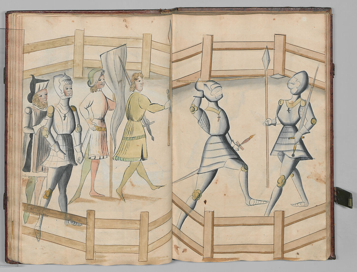 Fencing Book (Fechtbuch), Hans Talhoffer (German, recorded 1435–82), Leather, brass, German