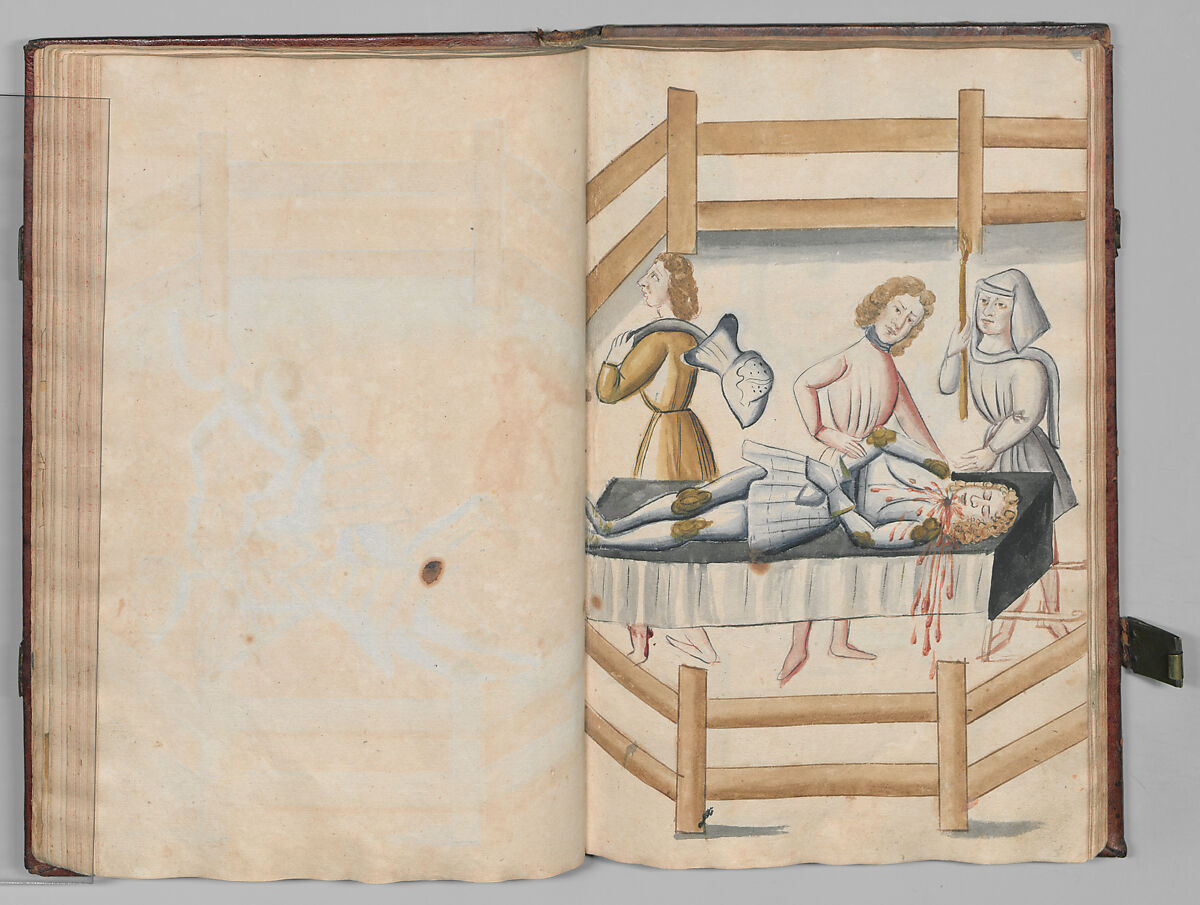 Fencing Book (Fechtbuch), Hans Talhoffer (German, recorded 1435–82), Leather, brass, German