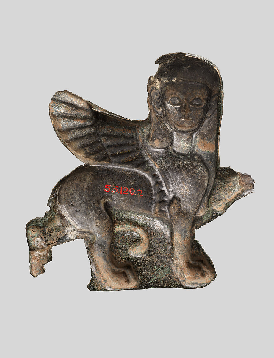 Plaque in the form of a sphinx, Bronze