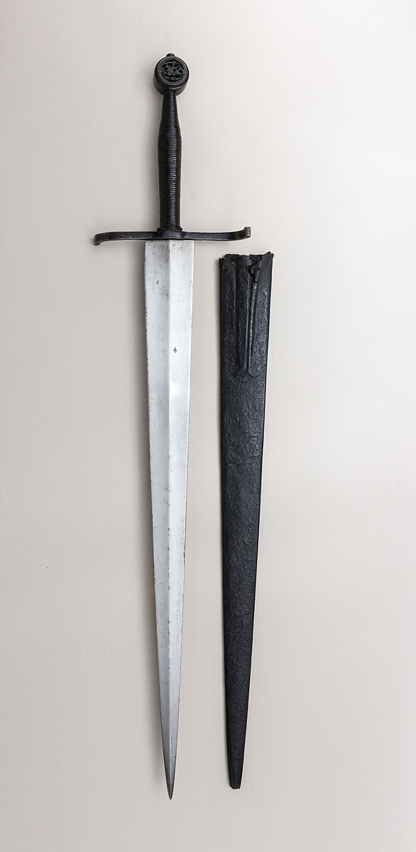 Sword with Scabbard, Steel, leather, North Italian