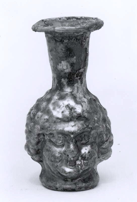 Head-shaped flask, Glass, Roman 