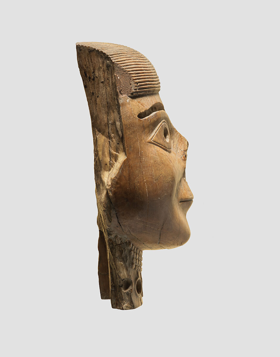 Head of a female or goddess wearing a necklace, Ivory, gold, Assyrian