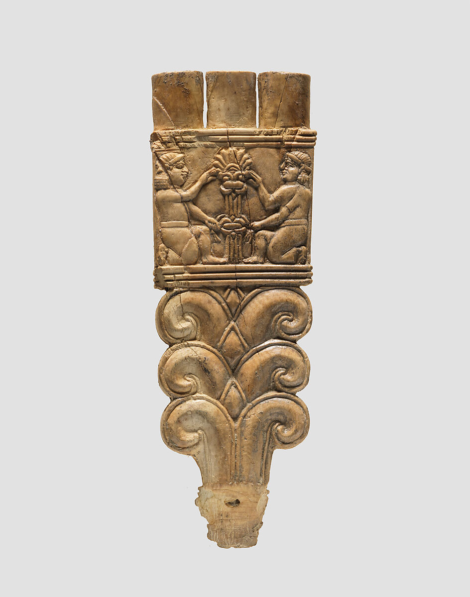 Handle of a flywhisk or fan, Ivory, Assyrian