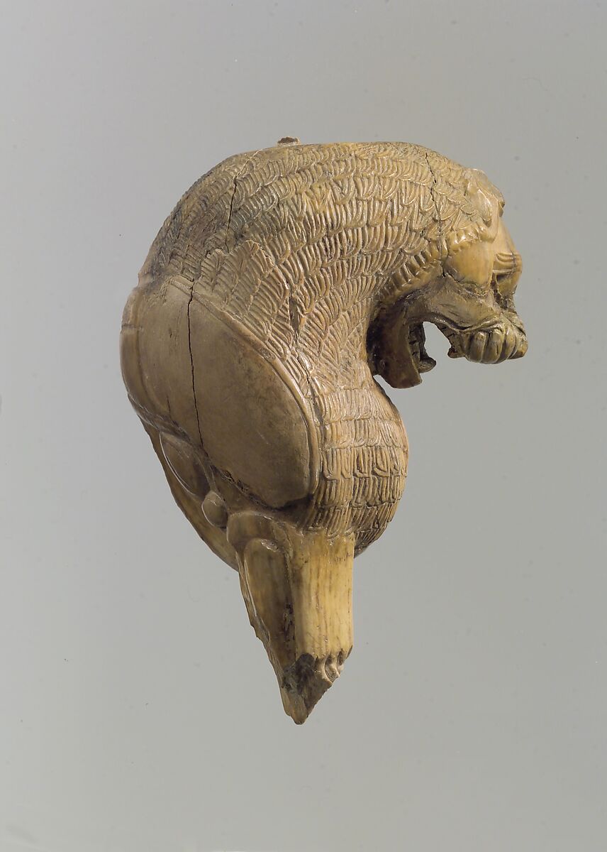 Head and foreleg of a snarling lion, Ivory, Assyrian 