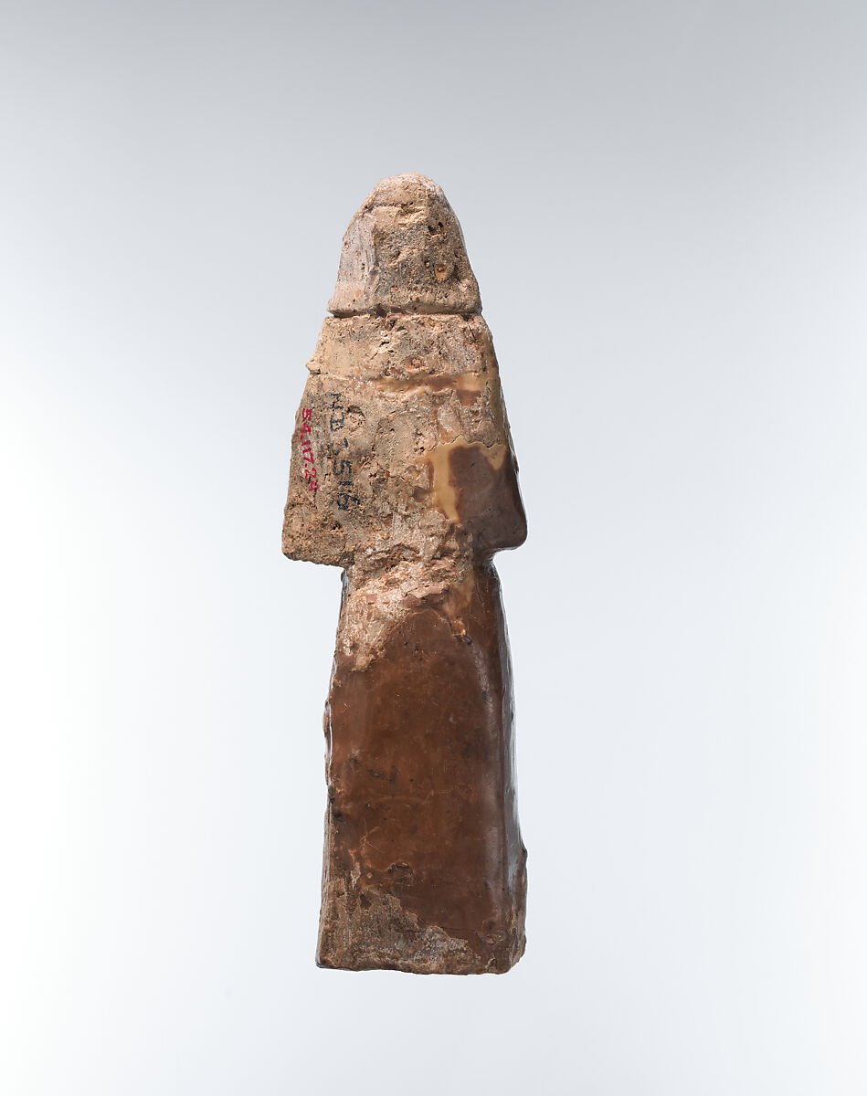 Bearded warrior holding a spear, Ceramic, Assyrian