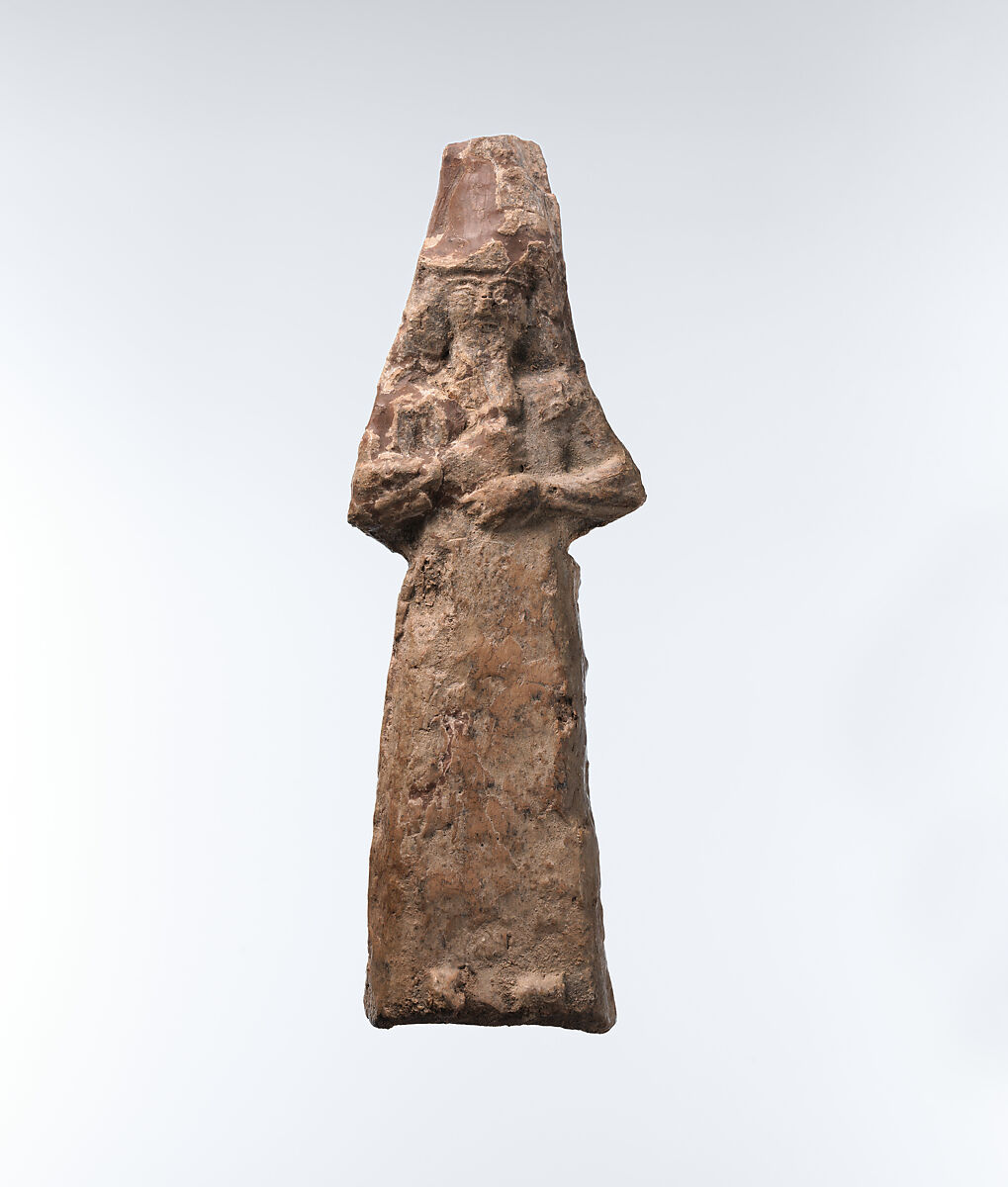 Apkallu figure: male with a fish-skin hood, Ceramic, Assyrian 