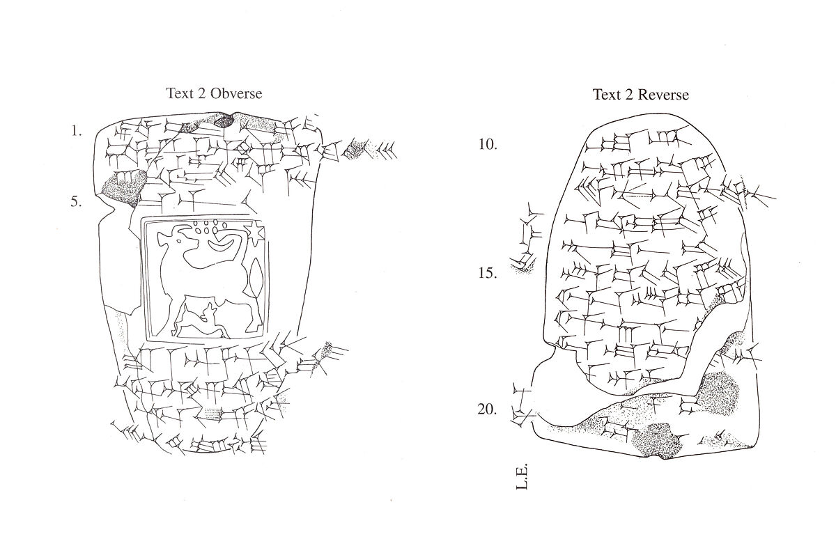 Triangular label impressed with stamp seal: for grain loan, Clay, Assyrian