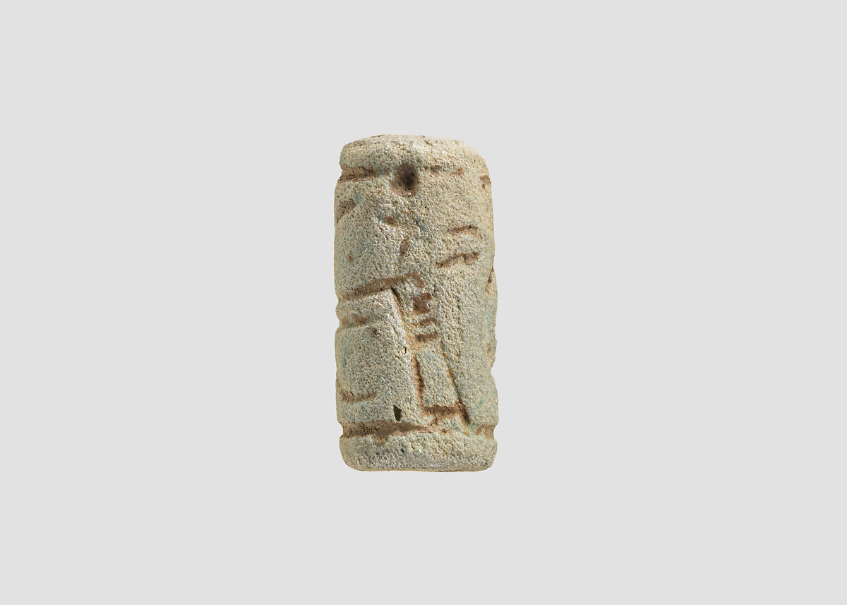 Cylinder seal with hunting scene, Faience, Assyrian