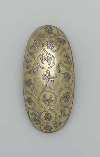 Oval bowl with grapevine scrolls inhabited by birds and animals