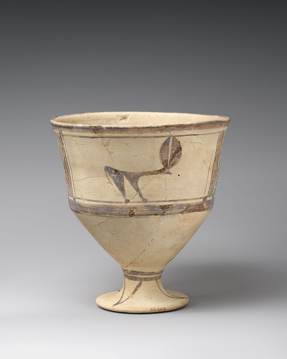Goblet decorated with quadrupeds, Ceramic, paint