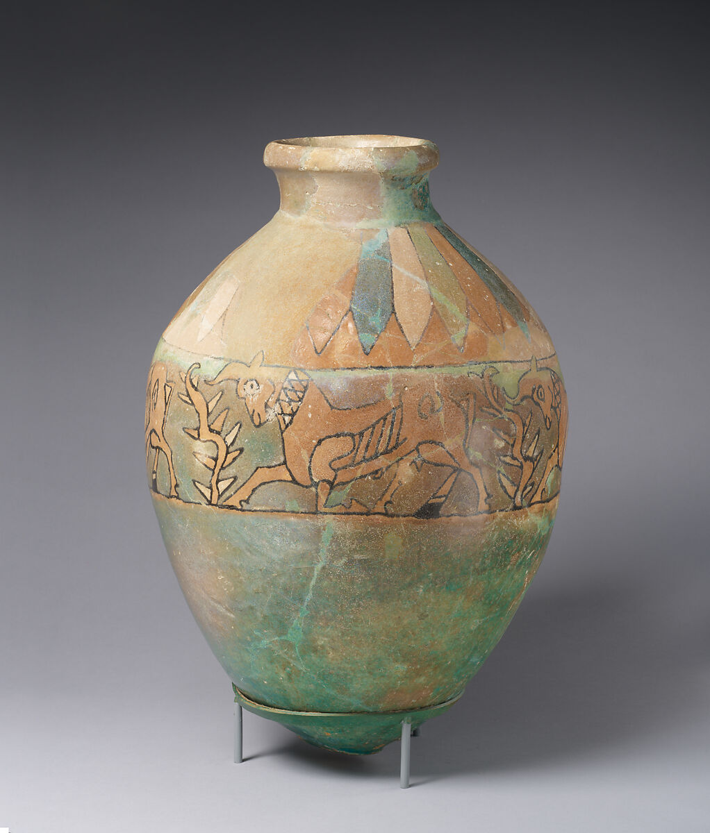 Jar with a frieze of bulls, Glazed ceramic, Iran