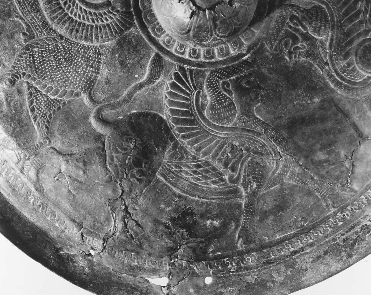 Disc with sphinxes and winged bulls, Bronze, Iran