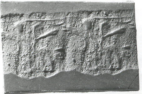 Cylinder seal with monsters, Faience, Assyrian 
