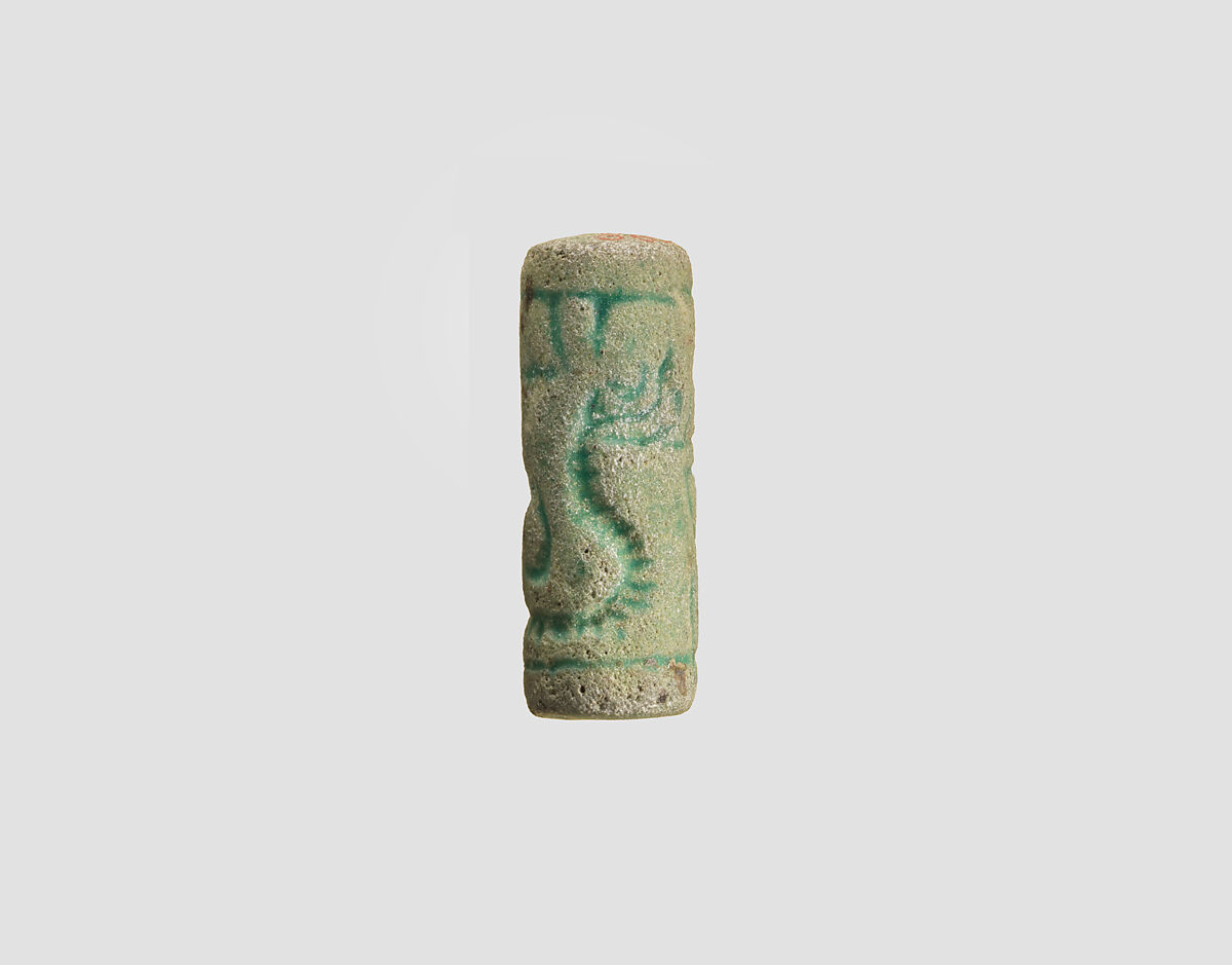 Cylinder seal with hunting scene, Faience, Assyrian