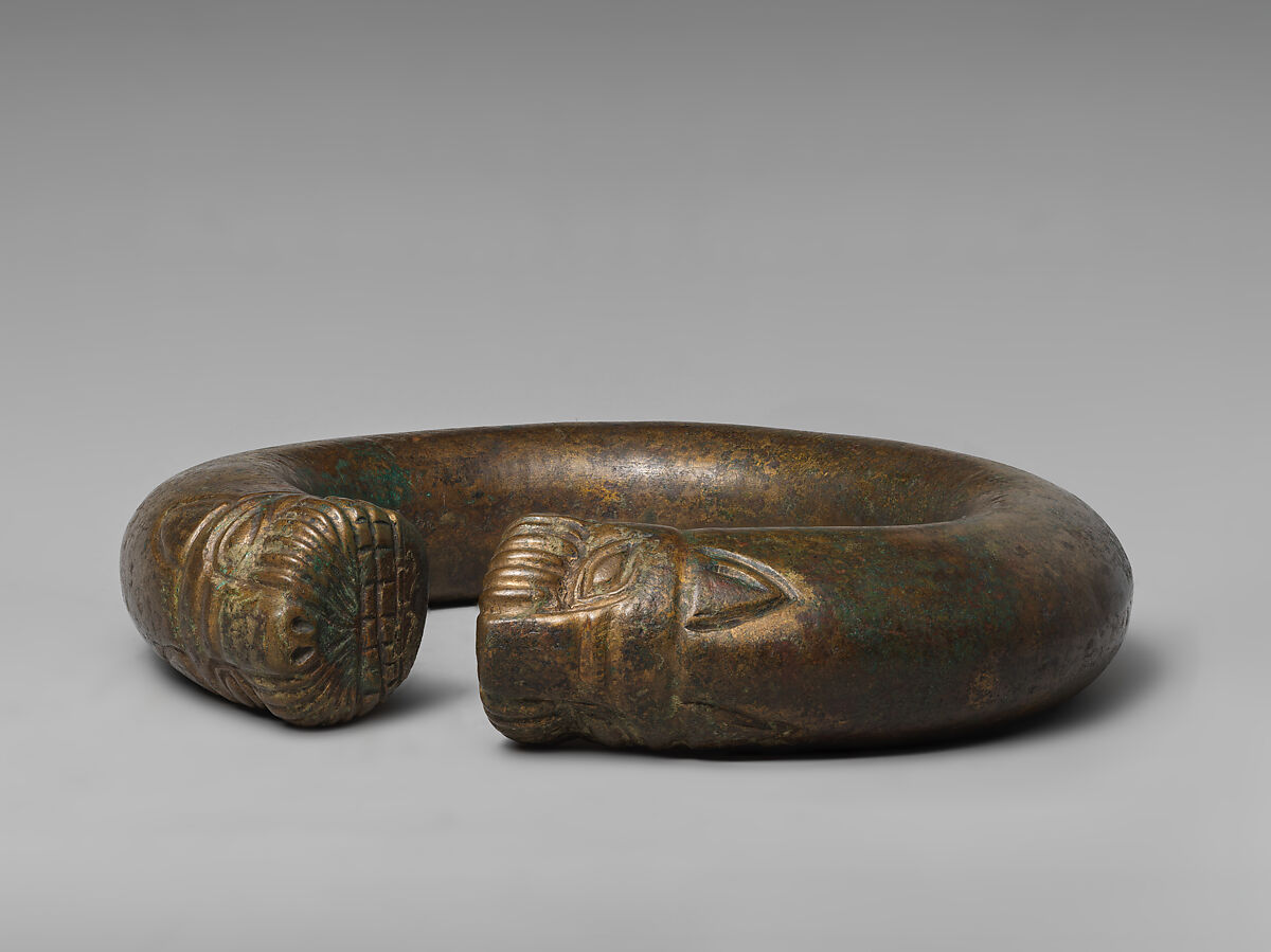 Bracelet or anklet with lions, Bronze, Iran