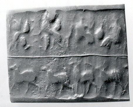 Cylinder seal, Sandstone (?), Sumerian 