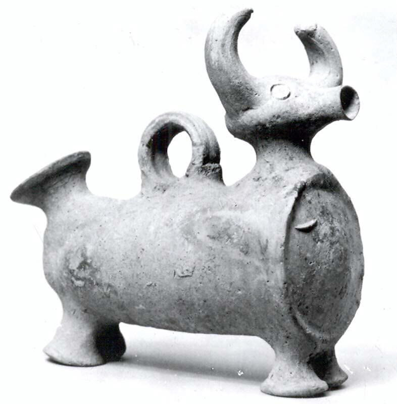 Vessel in form of bull, Ceramic, Roman or Parthian (?) 