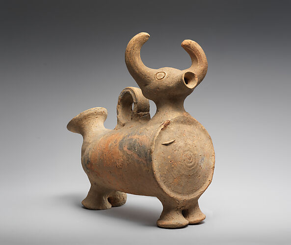 Vessel in form of bull