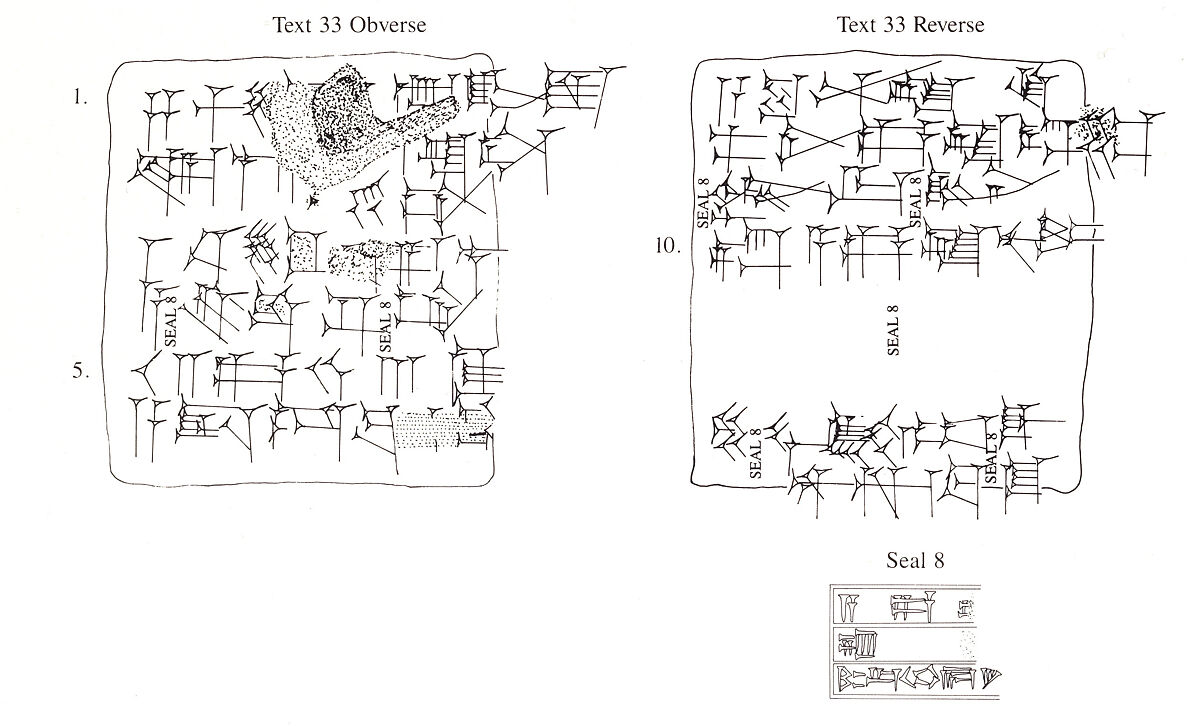 Cuneiform tablet impressed with cylinder seal: record concerning laborers needed for irrigation work, Clay, Neo-Sumerian
