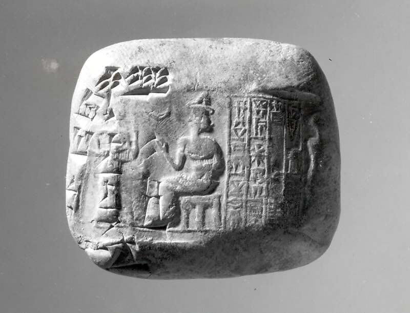 Cuneiform tablet impressed with cylinder seal: receipt of goats, Clay, Neo-Sumerian 