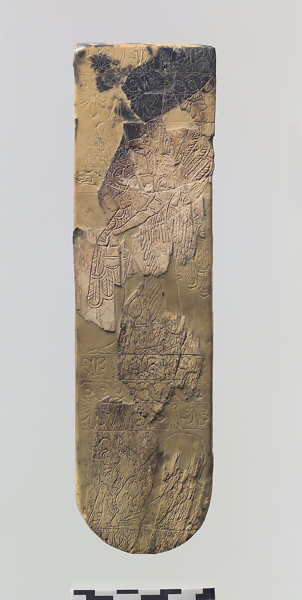 Plaque with winged bird-headed genie, Ivory, Assyrian 