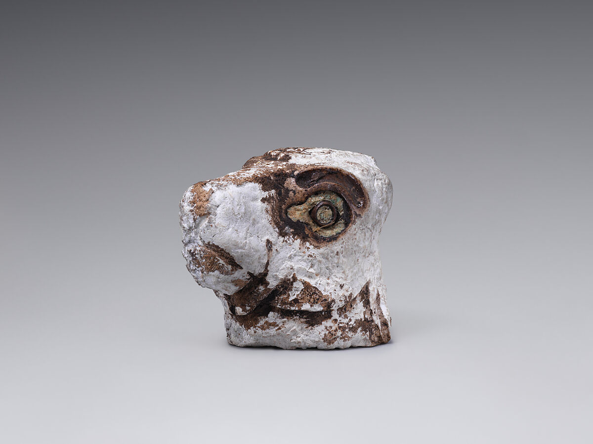 Bull's head, Gypsum alabaster, Assyrian