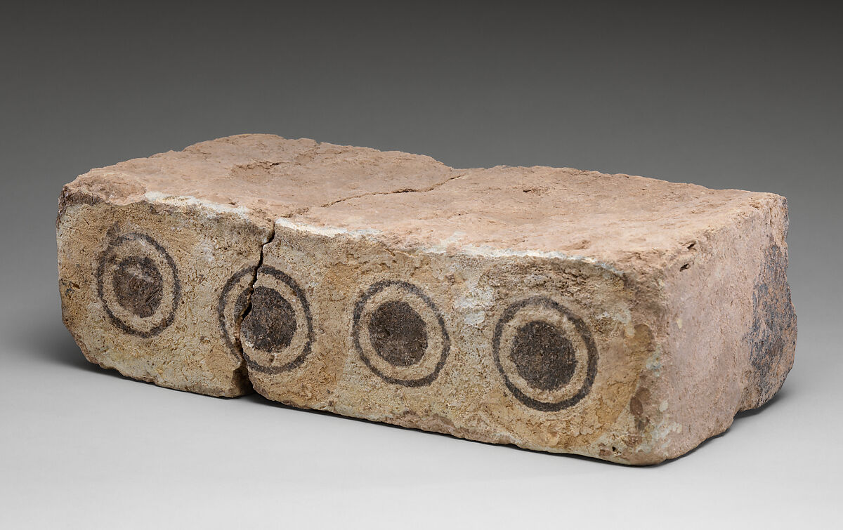 Brick with guilloche design, Ceramic, glaze, Assyrian
