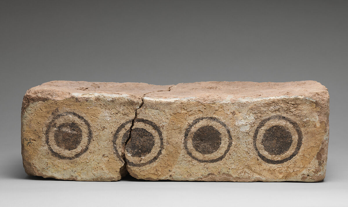 Brick with guilloche design, Ceramic, glaze, Assyrian 