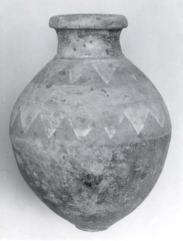 Jar with geometric decoration, Glazed ceramic, Babylonian 