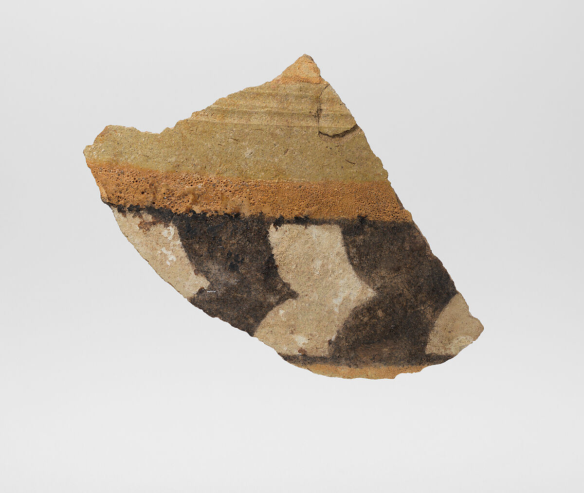 Vessel sherd with geometric decoration, Glazed ceramic, Assyrian 