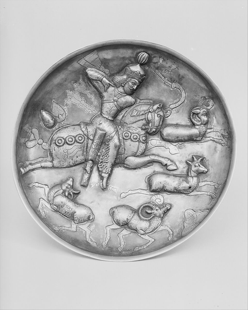 Plate, Silver, partly gilt, Sasanian 