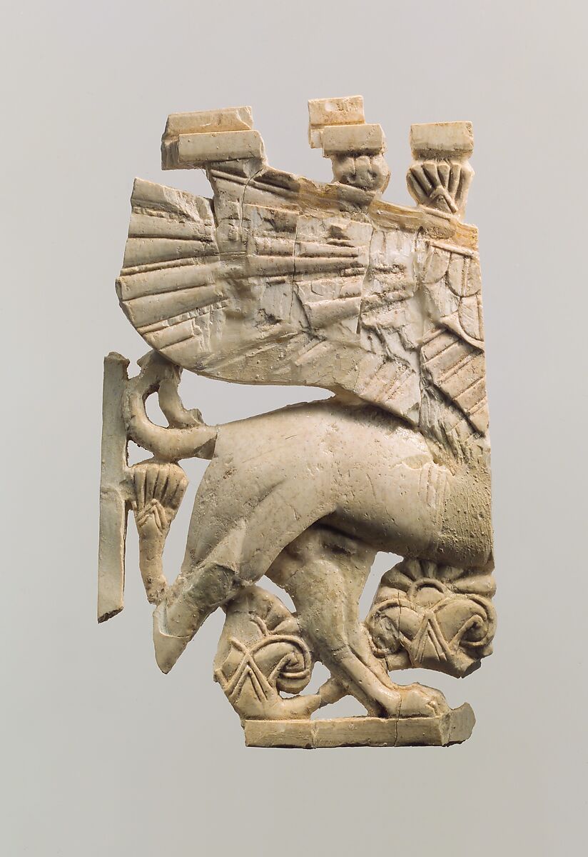 Openwork furniture plaque with sphinx, Ivory, Assyrian 