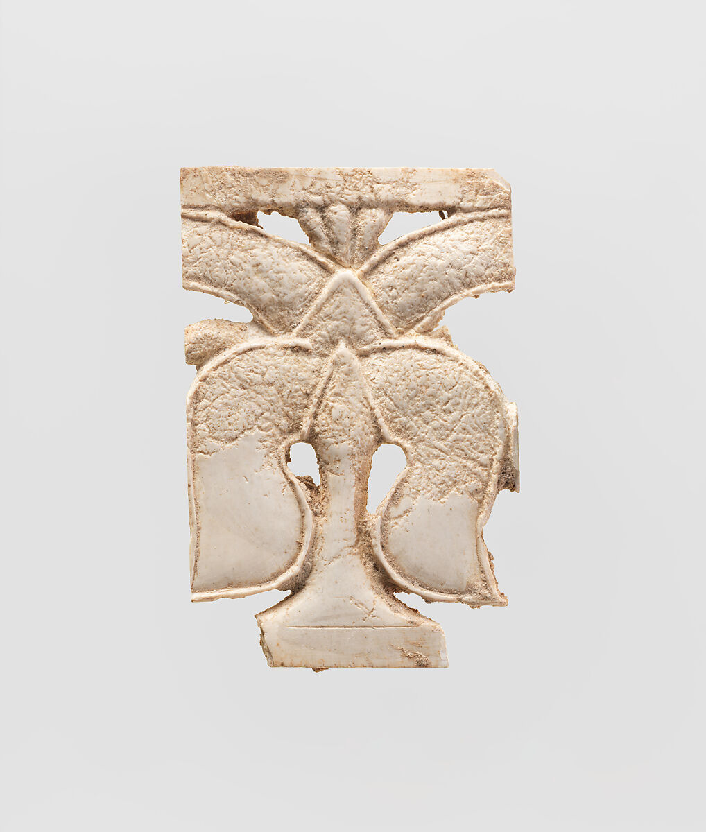 Openwork furniture plaque with leaves, Ivory, Assyrian 