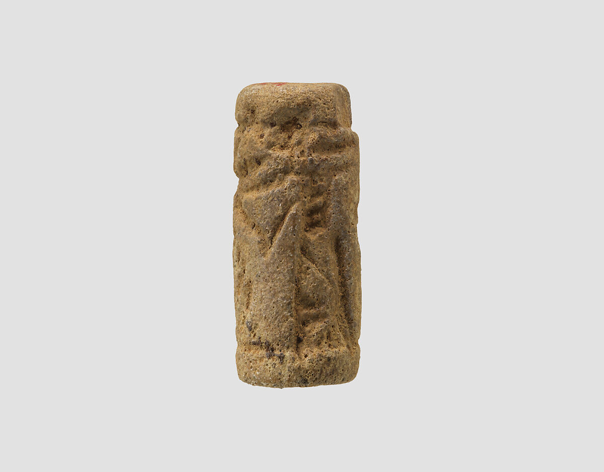 Cylinder seal with hunting scene, Faience, Assyrian