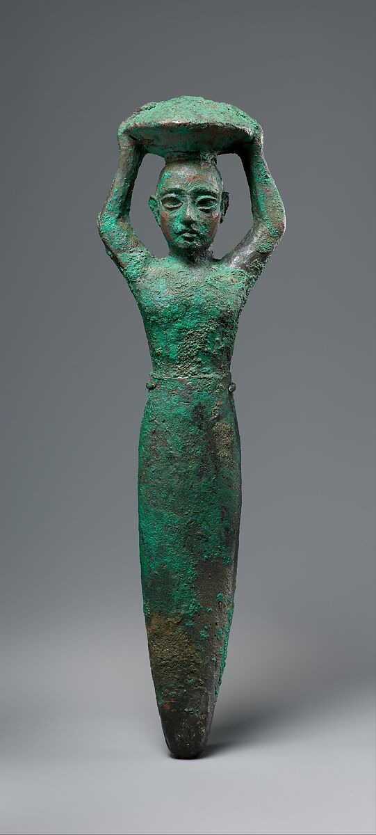 Foundation figure of king Shulgi of Ur, carrying a basket, Copper, Neo-Sumerian 