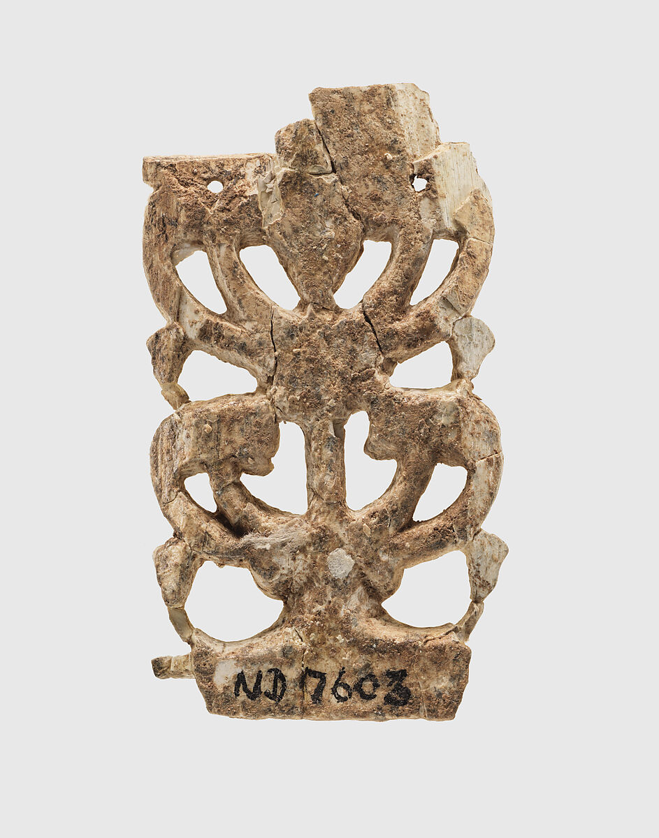 Openwork plaque with a hybrid tree, Ivory, Assyrian