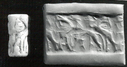 Cylinder seal, Limestone (?), Sumerian 