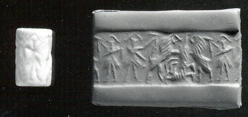 Cylinder seal, Limestone (?), Sumerian 