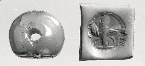 Stamp seal, Chalcedony, brown, Sasanian 
