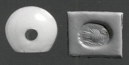 Stamp seal, Chalcedony, milky, Sasanian 