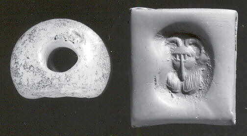 Stamp seal, Chalcedony, blue, Sasanian 