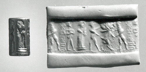Cylinder seal, Hematite (?), Babylonian 